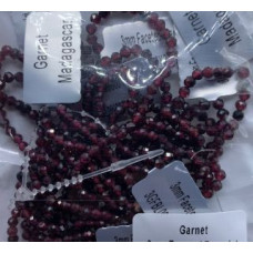 3 mm Faceted Gemstone Stretch Bracelet - 10 pcs pack - Garnet