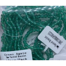 3 mm Faceted Gemstone Stretch Bracelet - 10 pcs pack - Green Agate