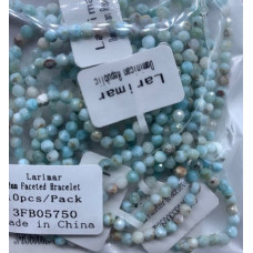 3 mm Faceted Gemstone Stretch Bracelet - 10 pcs pack - Larimar