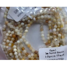 3 mm Faceted Gemstone Stretch Bracelet - 10 pcs pack - Opal
