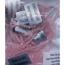 3 mm Faceted Gemstone Stretch Bracelet - 10 pcs pack - Rose Quartz 3 mm Faceted Gemstone Stretch Bracelet - 10 pcs pack - Rose Quartz