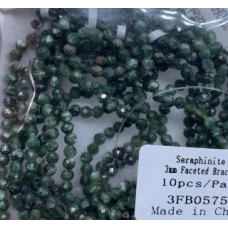 3 mm Faceted Gemstone Stretch Bracelet - 10 pcs pack - Seraphinite