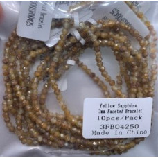 3 mm Faceted Gemstone Stretch Bracelet - 10 pcs pack - Yellow Sapphire