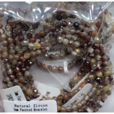 3 mm Faceted Gemstone Stretch Bracelet - 10 pcs pack - Natural Zircon