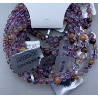 3 - 4 mm Gemstone Round Bead Bracelet - Purple Phantom - 10 pcs Pack