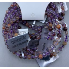 3 - 4 mm Gemstone Round Bead Bracelet - Purple Phantom - 10 pcs Pack