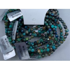 4 mm Cube Faceted Gemstone Stretch Bracelet - 10 pc pack - Lapis Chrysocolla