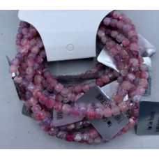 4 mm Cube Faceted Gemstone Stretch Bracelet - 10 pc pack - Tourmaline Purple
