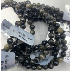 6 mm Gemstone Round Faceted Bracelet - 10 pcs pack - Golden Obsidian