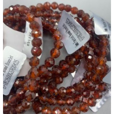 6 mm Gemstone Round Faceted Bracelet - 10 pcs pack - Orange Garnet
