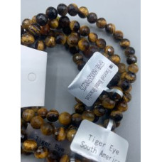 6 mm Gemstone Round Faceted Bracelet - 10 pcs pack - Tiger Eye
