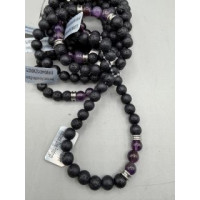 8 mm Gemstone Round Bead Bracelet - 10 pcs pack - Volcano Rocks w 3 Amethyst Beads 8 mm Gemstone Round Bead Bracelet - 10 pcs pack - Volcano Rocks w 3 Amethyst Beads