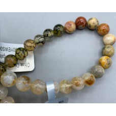 8 mm Gemstone Round Bead Bracelet (Triple Power) - 10 pcs pack - Citrine, Crazy Lace Agate, and Dragon Vein Agate