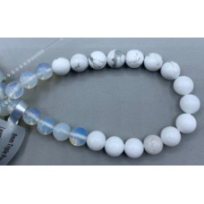 8 mm Gemstone Round Bead Bracelet (Triple Power) - 10 pcs pack - Howlite, White Jade, and Opalite