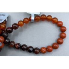 8 mm Gemstone Round Bead Bracelet (Triple Power) - 10 pcs pack - Red Tiger Eye, Red Jasper, and Carnelian