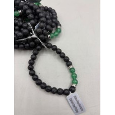 8 mm Gemstone Round Bead Bracelet - 10 pcs pack - Volcano Rocks w 3 Aventurine Beads