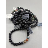 8 mm Gemstone Round Bead Bracelet - 10 pcs pack - Volcano Rocks w 3 Fancy Jasper Beads 8 mm Gemstone Round Bead Bracelet - 10 pcs pack - Volcano Rocks w 3 Fancy Jasper Beads