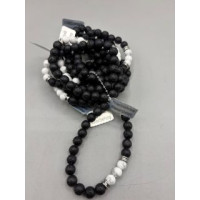 8 mm Gemstone Round Bead Bracelet - 10 pcs pack - Volcano Rocks w 3 Howlite Beads