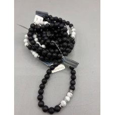 8 mm Gemstone Round Bead Bracelet - 10 pcs pack - Volcano Rocks w 3 Howlite Beads