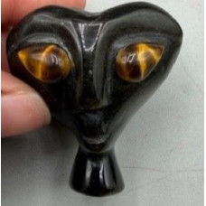 Alien Head 1.5 Inch Figurine - Golden Obsidian Alien Head 1.5 Inch Figurine - Golden Obsidian