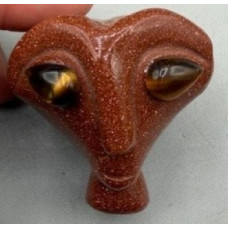 Alien Head 1.5 Inch Figurine - Goldstone Alien Head 1.5 Inch Figurine - Goldstone