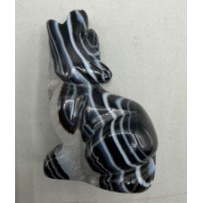 Coyote Howling 1.5 Inch Figurine - Black Banded Agate Coyote Howling 1.5 Inch Figurine - Black Banded Agate