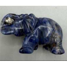 Elephant with Log 1.5 Inch Figurine - Sodalite Elephant with Log 1.5 Inch Figurine - Sodalite