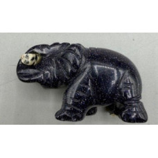 Elephant with Log 1.5 Inch Figurine - Blue Goldstone Elephant with Log 1.5 Inch Figurine - Blue Goldstone