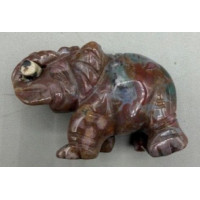 Elephant with Log 1.5 Inch Figurine - Fancy Jasper Elephant with Log 1.5 Inch Figurine - Fancy Jasper