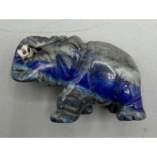 Elephant with Log 1.5 Inch Figurine - Lapis