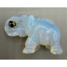 Elephant with Log 1.5 Inch Figurine - Opalite Elephant with Log 1.5 Inch Figurine - Opalite