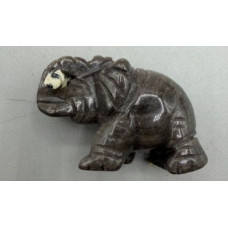 Elephant with Log 1.5 Inch Figurine - Silver Obsidian Elephant with Log 1.5 Inch Figurine - Silver Obsidian