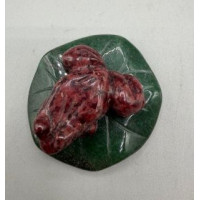 Frog on Lily Pad 1.5 Inch Figurine - Red Jasper