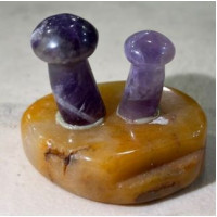 Twin Mushroom 1.5 Inch Figurine - Amethyst