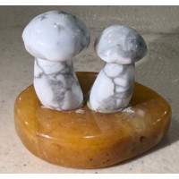 Twin Mushroom 1.5 Inch Figurine - Howlite White
