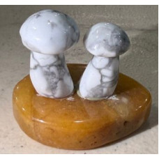 Twin Mushroom 1.5 Inch Figurine - Howlite White