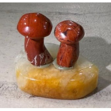 Twin Mushroom 1.5 Inch Figurine - Rainbow Jasper