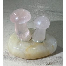 Twin Mushroom 1.5 Inch Figurine - Rose Quartz