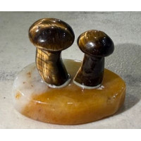 Twin Mushroom 1.5 Inch Figurine - Tiger Eye