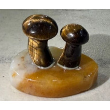 Twin Mushroom 1.5 Inch Figurine - Tiger Eye