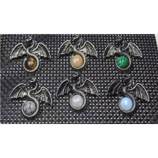 GPK  - Chrysopelea with Gemstone Bead Pendant - 10 pcs pack - Include Amethyst (3), Lapis , Blue Goldstone, Rose Quartz (2), Aventurine, Obsidian, and Opalite