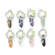 GPK - Bi-point Gemstone Pendant with Vine wrap - 10 pcs Mix Stone Pack