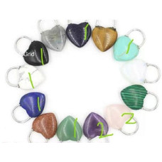 GPK - Heart - Gemstone Heart with Bail - 10 pcs pack - Including Amethyst, Aventurine, Black Obsidian, Blue Goldstone, Howlite, Howlite Turquoise, Lapis, and Rose Quartz