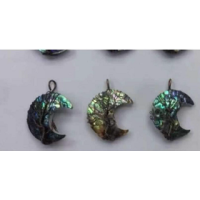 GPK - Half Moon - Gemstone Pendant (Half Moon Shape 1.5 inch) with Bronze color wired - Abalone