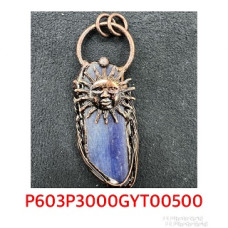 GP Point - Kyanite flat stone with bronze color sun face (about 2.75 inch)