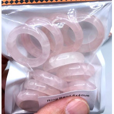 Gemstone Rings - Stone Ring Band - 10 pcs Mix Size pack - Rose Quartz