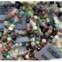 3 mm Faceted Gemstone Stretch Bracelet - 10 pcs pack - Gemstone Mix 3 mm Faceted Gemstone Stretch Bracelet - 10 pcs pack - Gemstone Mix
