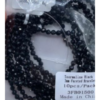 3 mm Faceted Gemstone Stretch Bracelet - 10 pcs pack - Tourmaline Black 3 mm Faceted Gemstone Stretch Bracelet - 10 pcs pack - Tourmaline Black