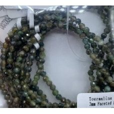 3 mm Faceted Gemstone Stretch Bracelet - 10 pcs pack - Tourmaline Green