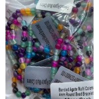 3 - 4 mm Gemstone Round Bead Bracelet - Banded Agate Multi - 10 pcs Pack 3 - 4 mm Gemstone Round Bead Bracelet - Banded Agate Multi - 10 pcs Pack